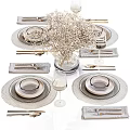 Modern Tableware Vase Ornaments Tableware Combination 3d model