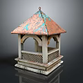 Classic Rustic Wooden Pavilion With Copper Roof Arched Design And Base Structure