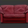 Stylish Red Leather Sofa With Two Seater Design And Smooth Upholstery