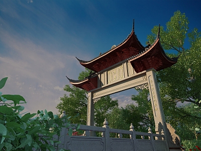 Chinese-style archway 3d model