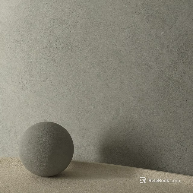 Minimalist Concrete Sphere Component on Flat Surface with Gray Textured Wall 3d model 