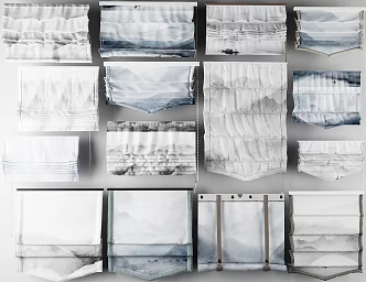 Modern Roman Curtain Zen Ink Curtain Combination 3d model
