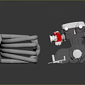 3D Model Engine Equipment With Multiple Curved Pipes And Red Valve Covers 3d model