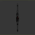 3D Rendered Red And Silver Sword With Ornate Spiked Design And Gemstone Core