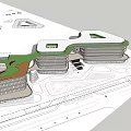 Modern Curved Glass Facade Multi Storey Office Building With Open Plaza Area