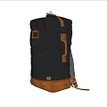 Dark Blue And Brown Canvas Leather Backpack With Adjustable Straps Multiple Buckles And Front Pocket 3d model