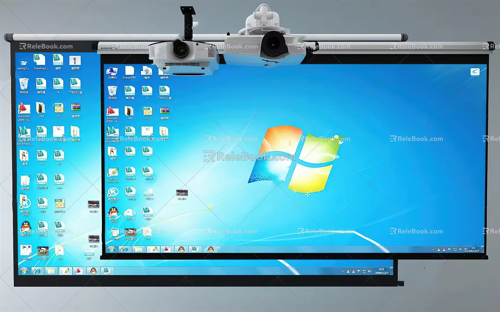 Modern projection curtain projector projection screen 3d model