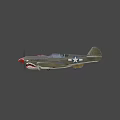 Vintage Airplane Showcasing Gray Green Fuselage Red Nose Shark Mouth Paint Star Emblem On Wings