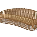 Natural Woven Rattan Multiperson Sofa With Curved Design And Comfortable Seating Area