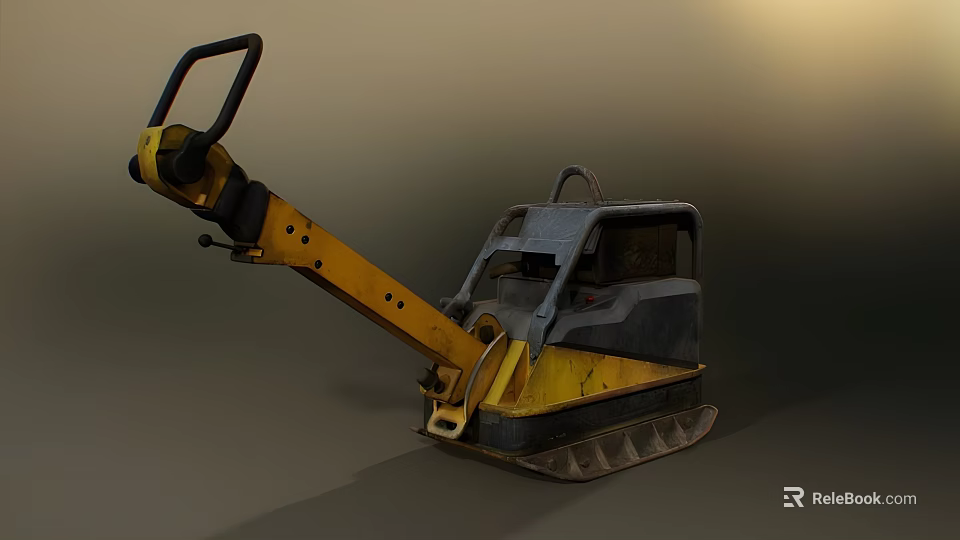 Yellow And Black Industrial Tracked Machinery With Extended Arm Operator Cab And Tracks 3d model 