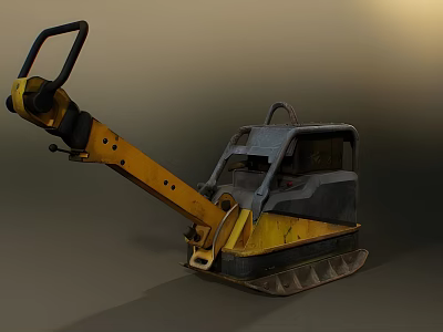 Yellow And Black Industrial Tracked Machinery With Extended Arm Operator Cab And Tracks 3d model