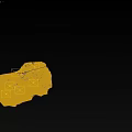 Three Yellow Dump Trucks Driving On Dirt Road In Mine Site