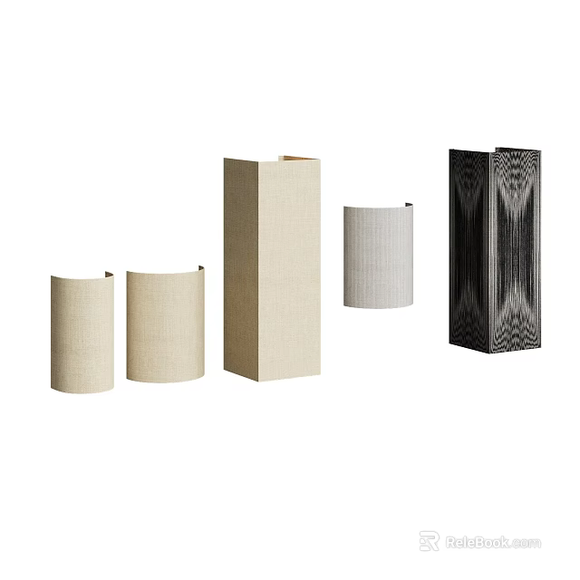 Modern Wall Lamps With Various Shapes Fabric Shades And Textured Patterns For Interior Decor 3d model 
