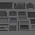 Traditional Chinese Architectural Roof Components With Various Shapes And Structures 3d model