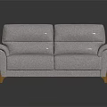 Light Colored Modern Two Seater Sofa With Wooden Legs And Shiny Surface