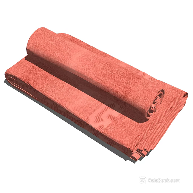 Soft Red Cotton Towels Neatly Rolled and Stacked for Bathroom Use 3d model 