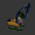 Volvo Yellow Black Excavator With Tracked Chassis And Hydraulic Arm