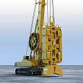 Yellow Construction Crane With Long Boom Hook And Cab For Lifting Operations 3d model