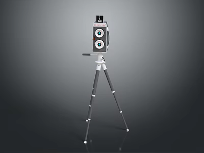Vintage Digital Camera Mounted On Adjustable Tripod For Photography Needs 3d model