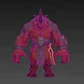 Fantasy Mythical Creature Design With Muscular Build Horned Head And Glowing Gem