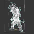 Chibi Goku Game Character In Fighting Pose With Blue Top Yellow Pants And Tail