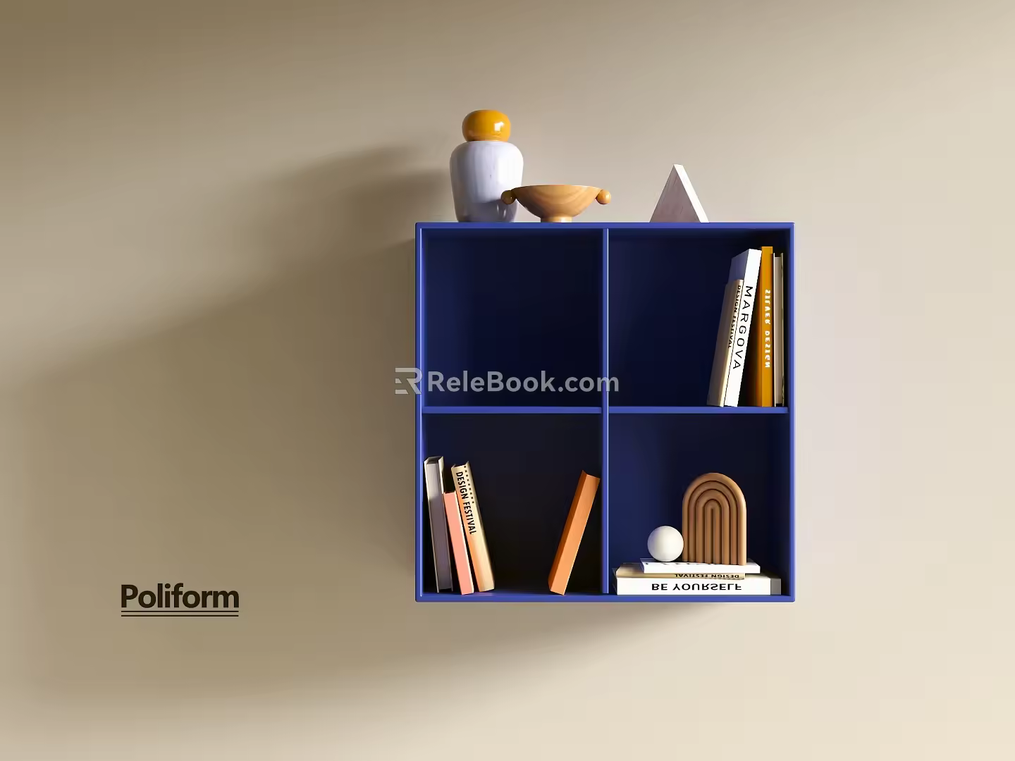 Middle Antique Bookshelf Bauhaus Bookshelf Middle Antique Bookshelf Wall-Hanging Bookshelf 3d model