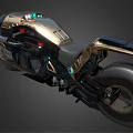 Futuristic Motorcycle With LED Lights And Streamlined Black Gold Tech Body Design
