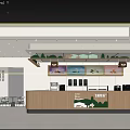 Modern Mall Shop With Glass Facade Display Shelves Tables And Green Plants