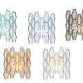Modern Hexagonal Chandeliers Featuring Transparent Glass Panels And Multiple Colors 3d model