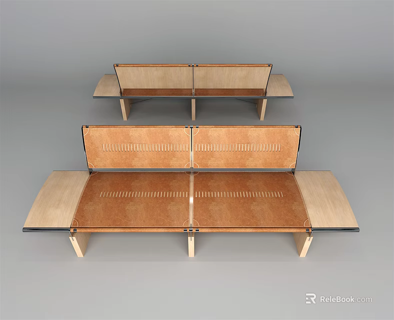 Sturdy Wooden Outdoor Chairs With Metal Frames And Mesh Seats For Garden Patio Use 3d model 