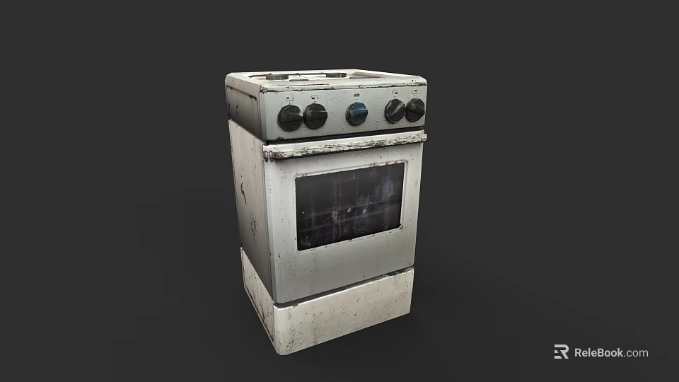 Vintage Kitchen Stove Oven Appliance With Classic Design And Control Knobs 3d model 