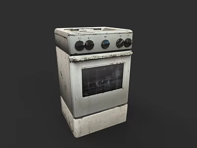 Vintage Kitchen Stove Oven Appliance With Classic Design And Control Knobs 3d model