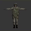 Man In Camouflage Uniform With Helmet And Gear Standing In Open Arms Pose