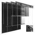 Modern Black Window Blinds Design With Adjustable Slats For Home Interior 3d model