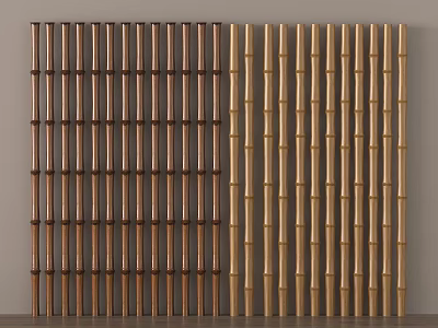 Wooden Room Divider With Vertical Slats Dark And Light Brown Design 3d model