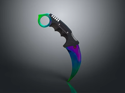 Tactical Karambit Knife With Colorful Blade Black Handle And Ring Guard 3d model