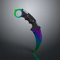 Tactical Karambit Knife With Colorful Blade Black Handle And Ring Guard
