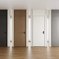 Modern Interior Design Featuring Various Colored Hinged Doors Black Brown White And Gray 3d model