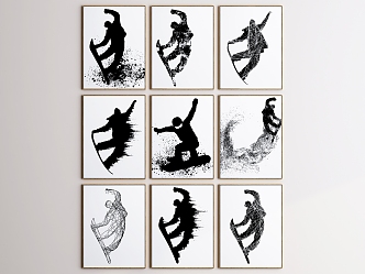 black and white decorative painting 3d model