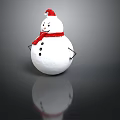 Cute Cartoon Snowman Character Wearing Red Santa Hat And Red Scarf With Black Buttons