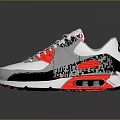 White Sporty Running Shoes With Red Black Accents And Nike Logo Design