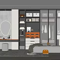 Modern Walk in Closet Design With Hanging Racks Drawers Mirror And Ambient Lighting