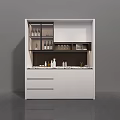 Modern White Wine Cabinet With Glass Doors And Wine Bottle Storage Racks