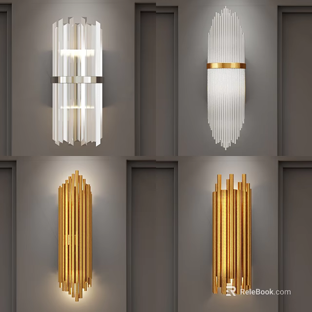 Modern Elegant Wall Lamps With Gold White Vertical Stripe Design For Interior Decor 3d model 