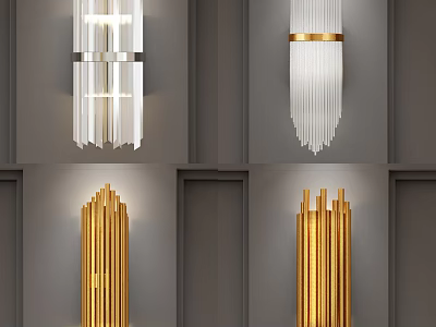 Modern Elegant Wall Lamps With Gold White Vertical Stripe Design For Interior Decor 3d model