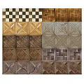 Wooden Flooring Featuring Herringbone Checkerboard And Geometric Patterns With Different Colors 3d model