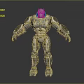 Futuristic 3D Game And Movie Character With Muscular Build And Metallic Mechanical Armor