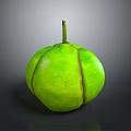 Fresh Green Striped Tropical Fruit With Smooth Skin And Stem
