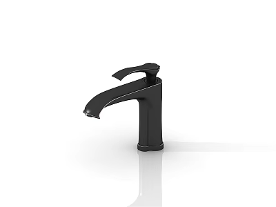 Modern Black Faucet With Sleek Curved Spout And Single Handle Design 3d model