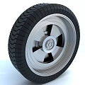 Tire with Black Tread Pattern and Silver Wheel Rim Detailed Design 3d model